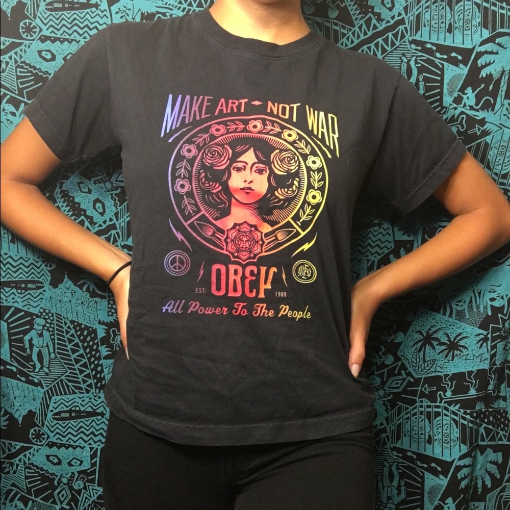 Obey Make Art Not War Boxy Black T-Shirt